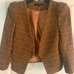 Brown and gold tweed crop blazer by Sweet Rain